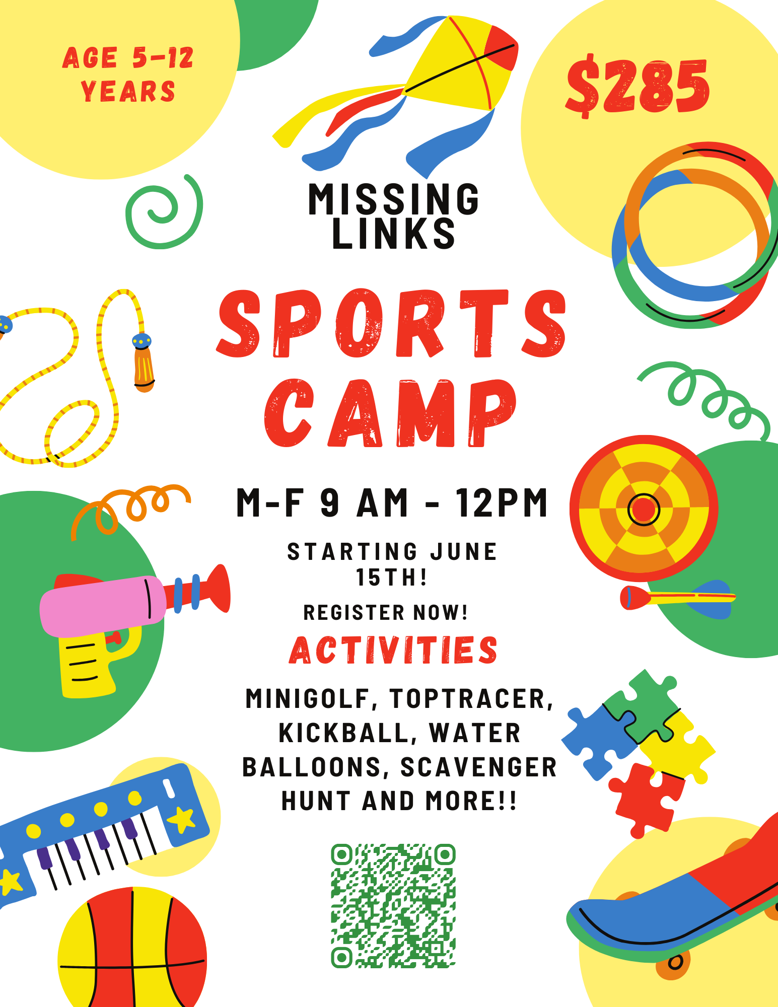 Colorful Playful Simple Modern Illustrated Children Summer Camp Flyer
