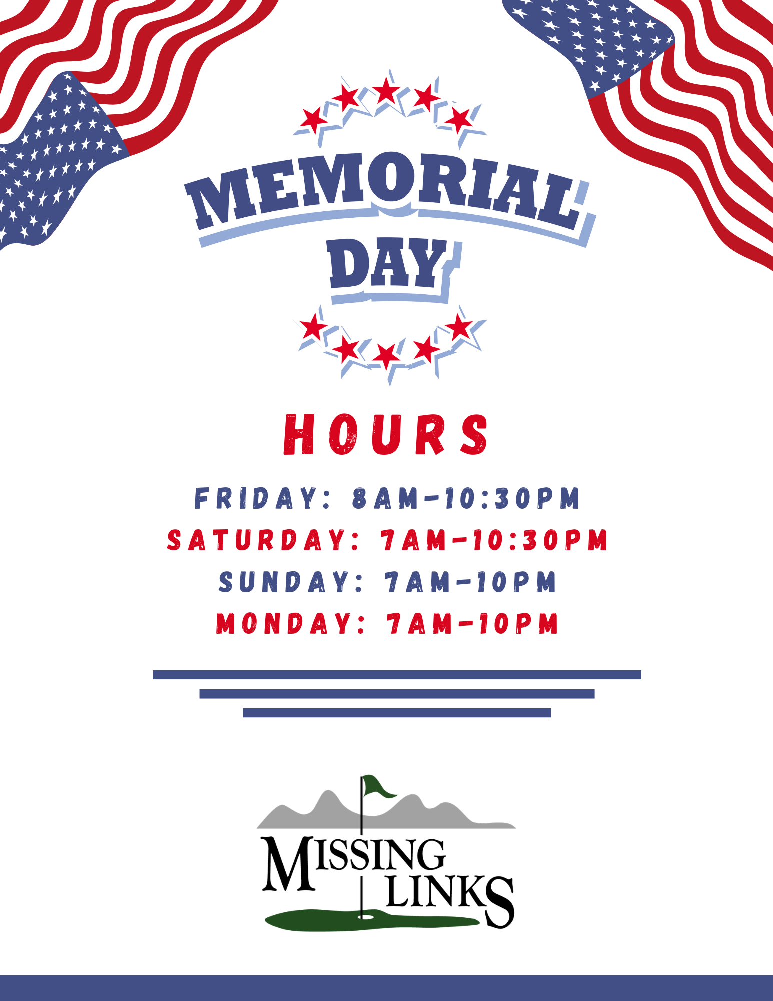 Memorial Day Hours
